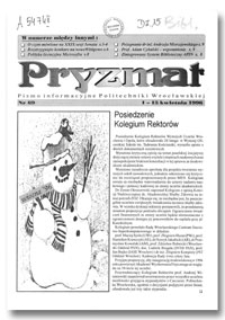 Pryzmat : Pismo Informacyjne Politechniki Wrocławskiej. 1-15 kwietnia 1996, nr 69