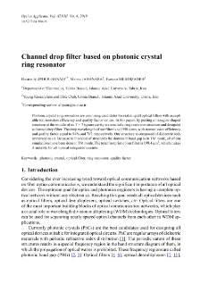 Channel drop filter based on photonic crystal ring resonator