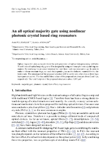 An all optical majority gate using nonlinear photonic crystal based ring resonators