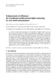 Enhancement of efficiency for broadband unidirectional light scattering by core-shell nanoantennas