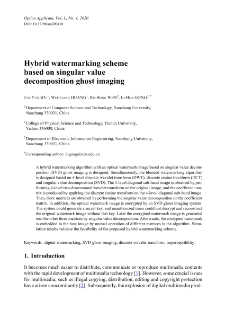 Hybrid watermarking scheme based on singular value decomposition ghost imaging