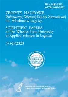 Zeszyty Naukowe Państwowej Wyższej Szkoły Zawodowej im. Witelona w Legnicy, nr 37(4)/2020