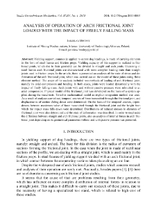 Analysis of operation of arch frictional joint loaded with the impact of freely falling mass