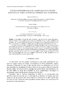 Etude experimentale du lessivage d’un filter geotextile/sable d’oum ali-tebessa (est algerien)