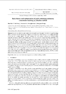 Basic theory and optimization of gold containing antimony concentrate leaching by alkaline sulfide