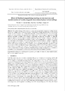 Effect of fluidized magnetizing roasting on iron recovery and transformation of weakly magnetic iron mineral phase in iron tailings