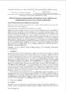 Effect of structure and properties of membrane active substance on analytical performance of ion-selective electrodes