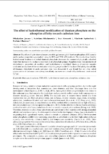 The effect of hydrothermal modification of titanium phosphate on the adsorption affinity towards cadmium ions