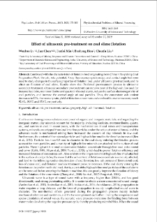 Effect of ultrasonic pre-treatment on coal slime flotation