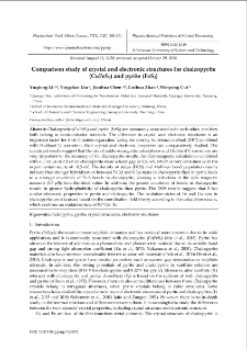 Comparison study of crystal and electronic structures for chalcopyrite (CuFeS2) and pyrite (FeS2)