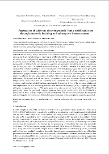 Preparation of different zinc compounds from a smithsonite ore through ammonia leaching and subsequent heat treatment