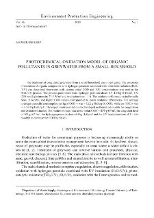 Photochemical oxidation model of organic pollutants in greywater from a small household