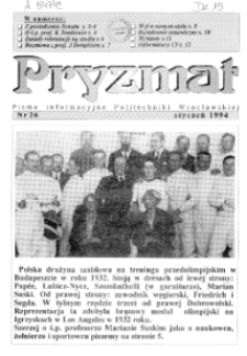 Pryzmat : Pismo Informacyjne Politechniki Wrocławskiej. Styczeń 1994, nr 26