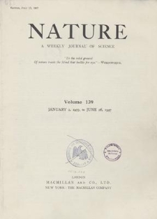 Nature : a Weekly Journal of Science. Volume 139, 1937 January 30, No. 3509