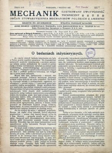 Mechanik : ilustrowany dwutygodnik techniczny : organ Stowarzyszenia Mechaników Polskich z Ameryki, Rok V, 1 września 1923, Zeszyt XVII
