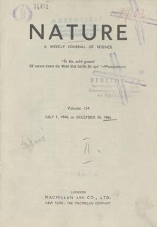 Nature : a Weekly Journal of Science. Volume 154, 1944 December 23, No. 3921