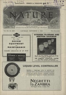 Nature : a Weekly Journal of Science. Volume 156, 1945 September 1, No. 3957