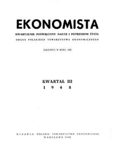 Ekonomista : kwartalnik poświęcony nauce i potrzebom życia, 1948, T. 3