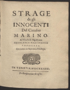 Strage de gli Innocenti Del Caualier Marino [...]