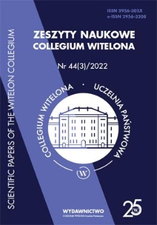 Spis treści [Zeszyty Naukowe Collegium Witelona, nr 44(3)/2022]