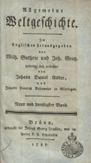 Allgemeine Weltgeschichte. Bd. 39 / Im Englischen herausgegeben von Wilh. Guthrie und Joh. Gray ; übersetzt und verbessert von Johann Daniel Ritter