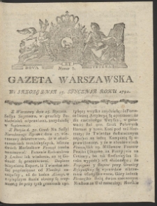 Gazeta Warszawska. R.1792 Nr 7