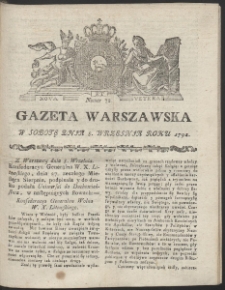 Gazeta Warszawska. R.1792 Nr 72