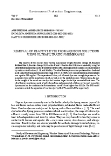 Removal of reactive dyes from aqueous solutions using ultrafiltration membranes