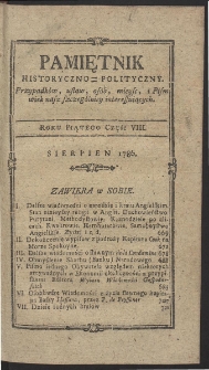 Pamiętnik Historyczno-Polityczny. R.1786 T. 3 (Sierpień)