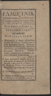 Pamiętnik Historyczno-Polityczny. R. 1787. T. 1 (Styczeń)