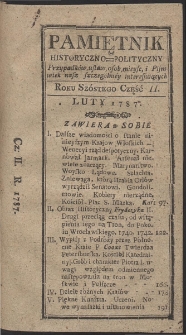 Pamiętnik Historyczno-Polityczny. R. 1787. T. 1 (Luty)