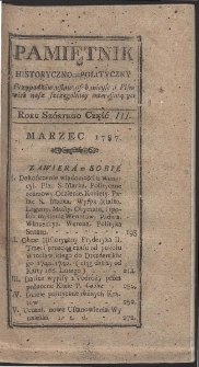 Pamiętnik Historyczno-Polityczny. R. 1787. T. 1 (Marzec)