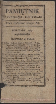 Pamiętnik Historyczno-Polityczny. R. 1787. T. 3 (Listopad)