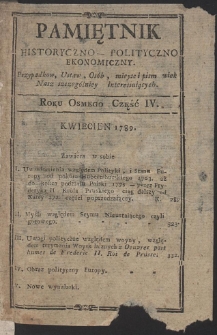 Pamiętnik Historyczno-Polityczny. R. 1789. T. 2. (Kwiecień)