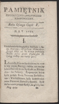 Pamiętnik Historyczno-Polityczny. R. 1789. T. 2. (Maj)