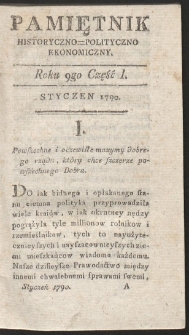 Pamiętnik Historyczno-Polityczny. R. 1790. T. 1-2 (Styczeń)