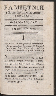 Pamiętnik Historyczno-Polityczny. R. 1790. T. 1-2 (Kwiecień)