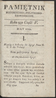 Pamiętnik Historyczno-Polityczny. R. 1790. T. 1-2 (Maj)
