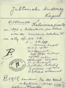 [Legiony Polskie. Kartoteka legionistów internowanych w 1918 r. na Węgrzech i w Polsce. Pudło 4: Lit. J-Koś]