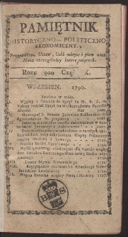 Pamiętnik Historyczno-Polityczny. R. 1790. T. 3-4 (Wrzesień)