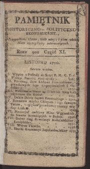 Pamiętnik Historyczno-Polityczny. R. 1790. T. 3-4 (Listopad)