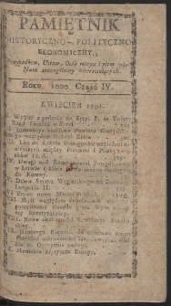 Pamiętnik Historyczno-Polityczny. R. 1791. T. 1 (Kwiecień)