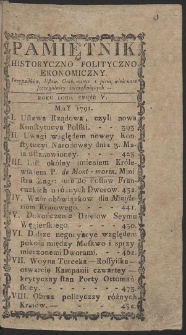 Pamiętnik Historyczno-Polityczny. R. 1791. T. 2 (Maj)