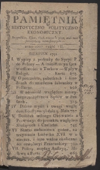 Pamiętnik Historyczno-Polityczny. R. 1791. T. 2 (Sierpień)