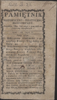 Pamiętnik Historyczno-Polityczny. R. 1792. T. 1 (Luty)