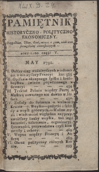 Pamiętnik Historyczno-Polityczny. R.1792. T. 2 (Maj)