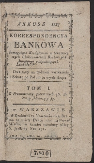 Korrespondencya Bankowa R. 1793. T. 1