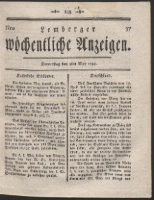 Lemberger Wöchentliche Anzeigen. R. 1793 Nr 37