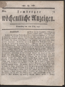 Lemberger Wöchentliche Anzeigen. R. 1797 Nr 18