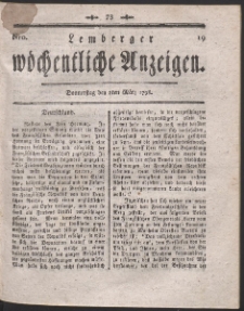 Lemberger Wöchentliche Anzeigen. R. 1798 Nr 19